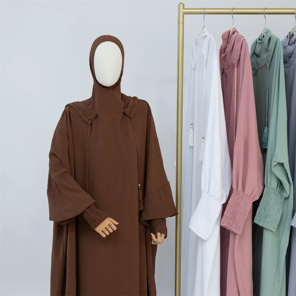 Ramadan Eid Dubai Linen Khimar Abaya Damen Muslim Modal Hijab Dress Kaftan Abayas For Women Kebaya Robe Femme Musulmane