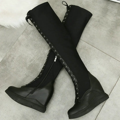 High Heel Pumps Plus Size 45 Shoes Women Big Size 46 Genuine Leather Wedges Over The Knee Boots Stretch Fabric Fashion Sneakers.