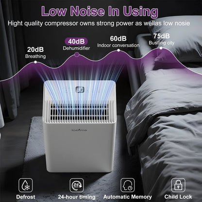 LOEFME 8L/Day Air Dehumidifier Moisture Absorbers Home Air Dryer 1.5L Water Tank with 3M Hose For Home Basement Rooms Bathrooms.