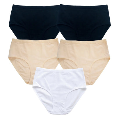 5Pcs/Set High Rise Cotton Panties Women Sexy Lingerie Solid Color Briefs Female Seamless Underwear Comfort Intimates.