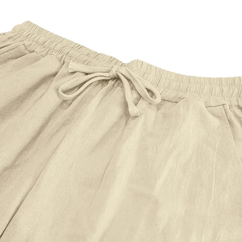 Frühling Sommer Dünne männer Casual Leinen Hosen Strand Stil Kordelzug Gerade Bein Lange Hosen Hochwertige Bequeme Passform