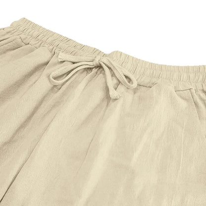 Frühling Sommer Dünne männer Casual Leinen Hosen Strand Stil Kordelzug Gerade Bein Lange Hosen Hochwertige Bequeme Passform