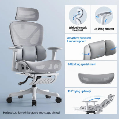 Gaming-Computerstuhl, ergonomischer Heimbürositz, 135-Grad-Backung mit Fußstütze, Lordosenstütze, höhenverstellbarer Sessel