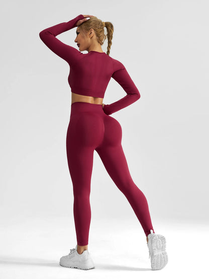 Women's Seamless Tracksuit 2Pieces Set Women Clothing Sportswear Woman Gym Sports Leggings And  Tops Pant Sets Sport Yoga Clothe.