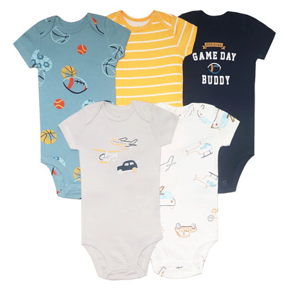 5 stück Unisex Baby Bodys Mode Körper Anzüge Kurzarm Neugeborenen Overall Cartoon Baby Junge Mädchen Kleidung Set Sommer