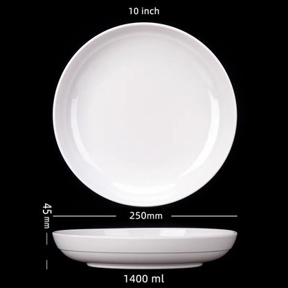 Deep Round Melamine Dinner Plates White Hotel Serving Tray Table Dishes Imitation Porcelain Dishes to Eat Kitchen Dining Sets.