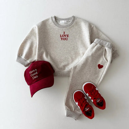 0-6 Year Old Korean Spring Baby Set Cotton Embroidered Letter Comfortable Hoodie Children's Wear Casual Sports Two Piece Set.