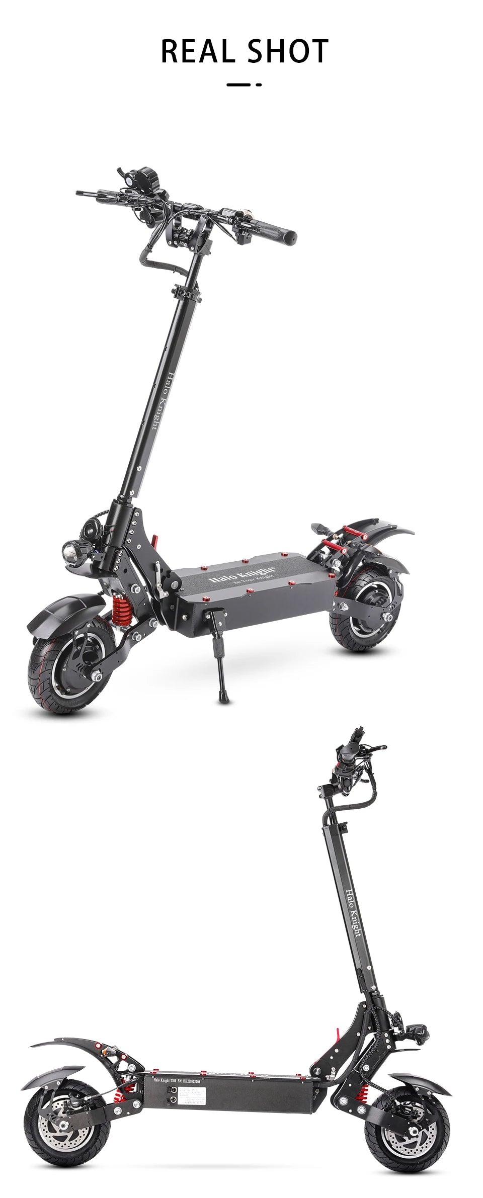 Halo Knight T108 28.8Ah 1000W Dual Motor Faldable Electric Scooter 65KM/H Max Range 60KM On-Road Tire E Scooter with Suspension