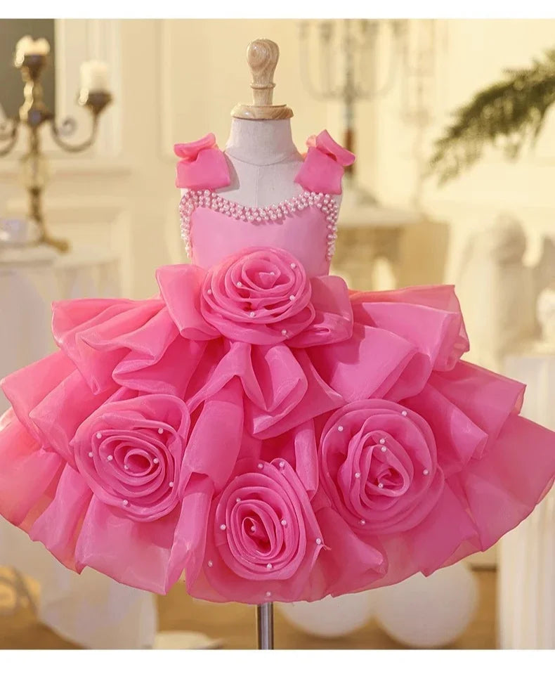 2025 Prinzessinnenkleid zum ersten Geburtstag für Mädchen, neue Hochzeit, Blumenmädchen, Klavieraufführung, Host-Kleid, Party-Kleidung, Outfits, passendes Bankett.