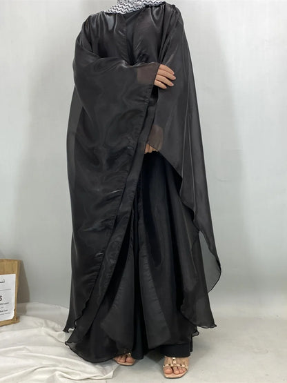 Muslim Women Dubai Abaya Stain batwing sleeve Long Dress Kimono Cardigan Kaftan Modest Robe Femme Islam African Dresses Kebaya