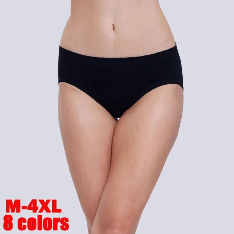 7Pcs/Lot Women's Panties Cotton Plus Size Underwear Girls Briefs Breathable Solid Color Panty Underpant Female Lingerie M-4XL.