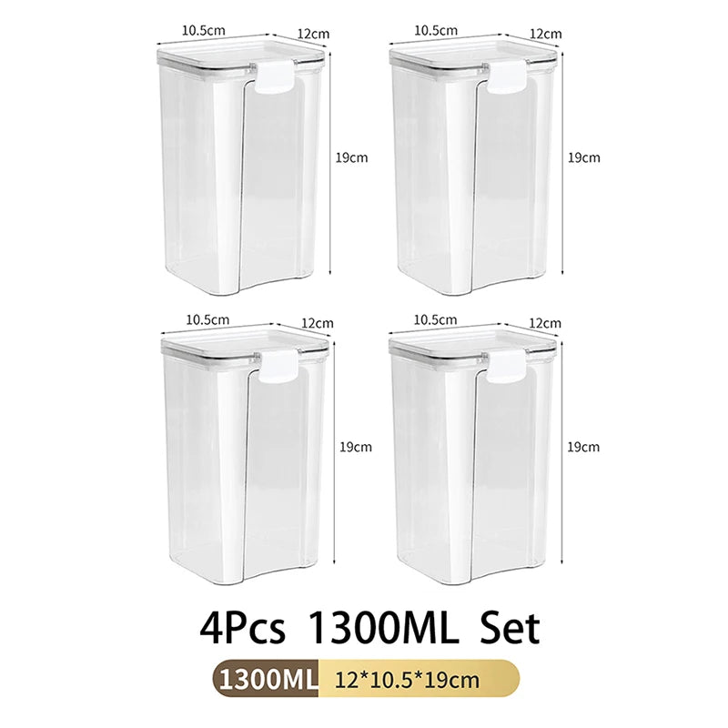 Large Capacity Waterproof Transparent Sealed Jar Multi-size Scene Kitchen Candy Dried Grain Storage With Lid Fridge Storage Tank