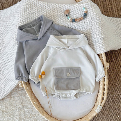 Herbst Neue Baby Minimalistischen Hoodie Lange Ärmel Große Tasche Klettern Kleidung Baby Neugeborenen Artikel Bodys & Einteiler.