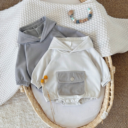 Herbst Neue Baby Minimalistischen Hoodie Lange Ärmel Große Tasche Klettern Kleidung Baby Neugeborenen Artikel Bodys & Einteiler.
