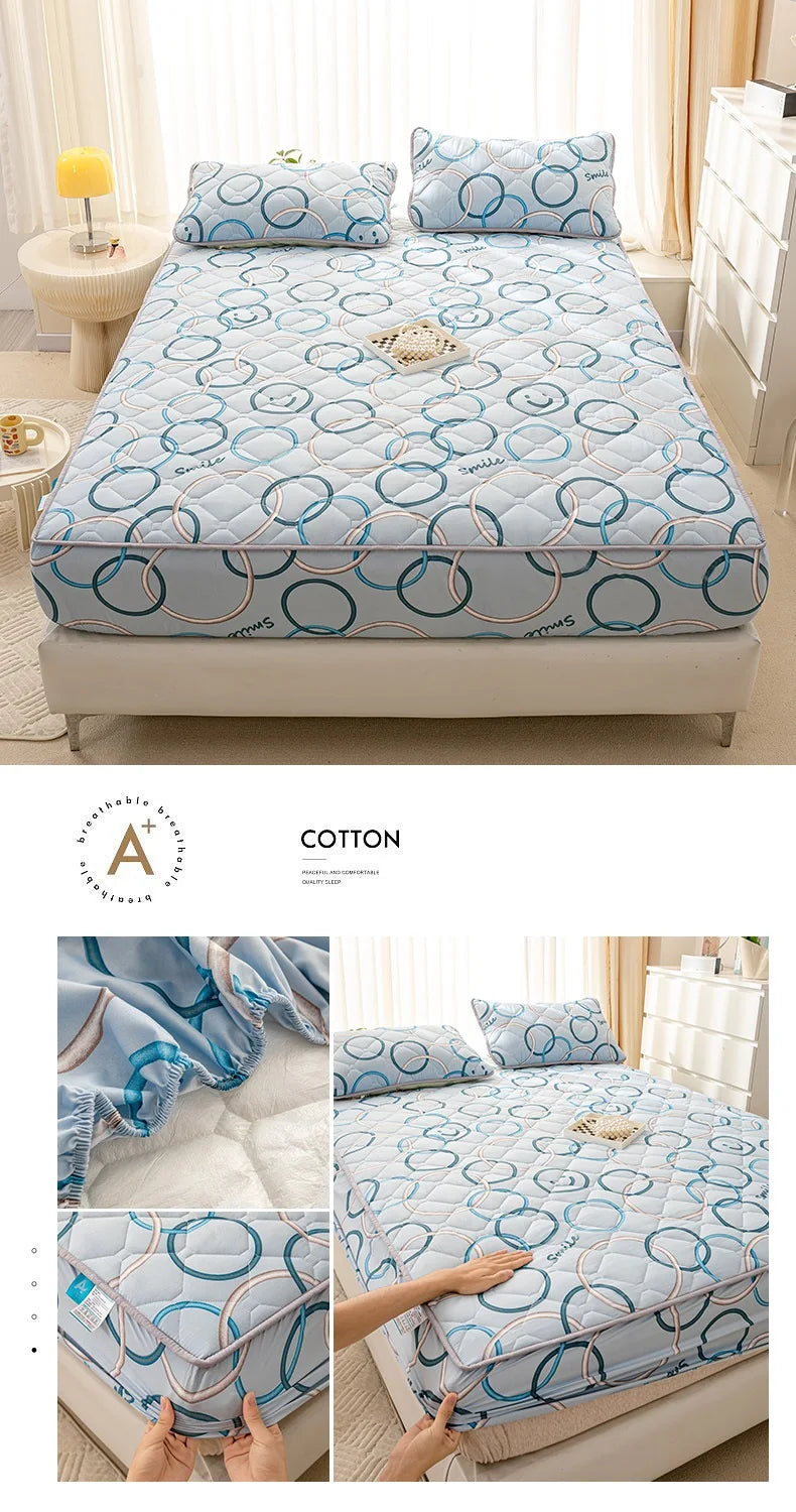 Waterproof Mattress Cover Cartoon Style Bed Covers Quilted Fitted Sheet постельное белье Thickened Bedspread(No Pillowcase).