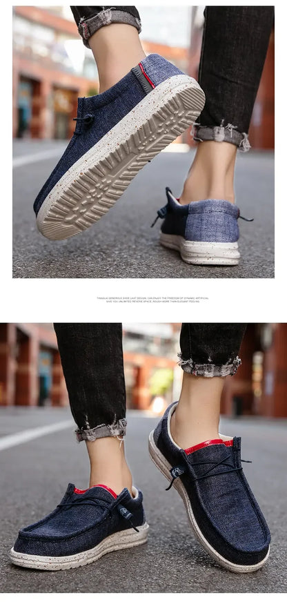 Men's Loafers Designer Slide in Low Cut Sneakers Casual Boat Shoes Comfortable Walking Flat Shoes Breathable Canvas Shoes 2025