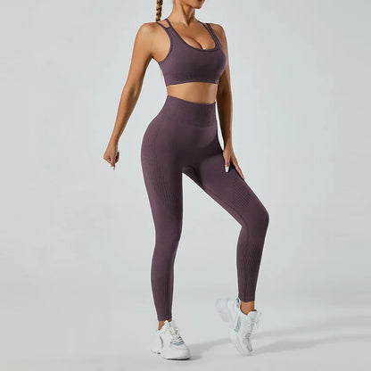 In-stock Women's Yoga Suit Five-piece Set Seamless Fitness Wear For Running Sports Top Leggings From Mainland China