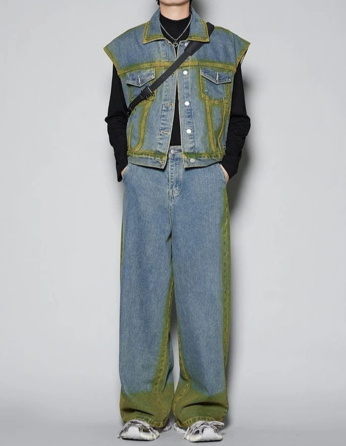 Denim Jacket T-shirts Pants Suits for Men No Logo Man Trousers Sets Luxury Summer Clothes Short Quarter Sleeve Outfits Tee Chic.