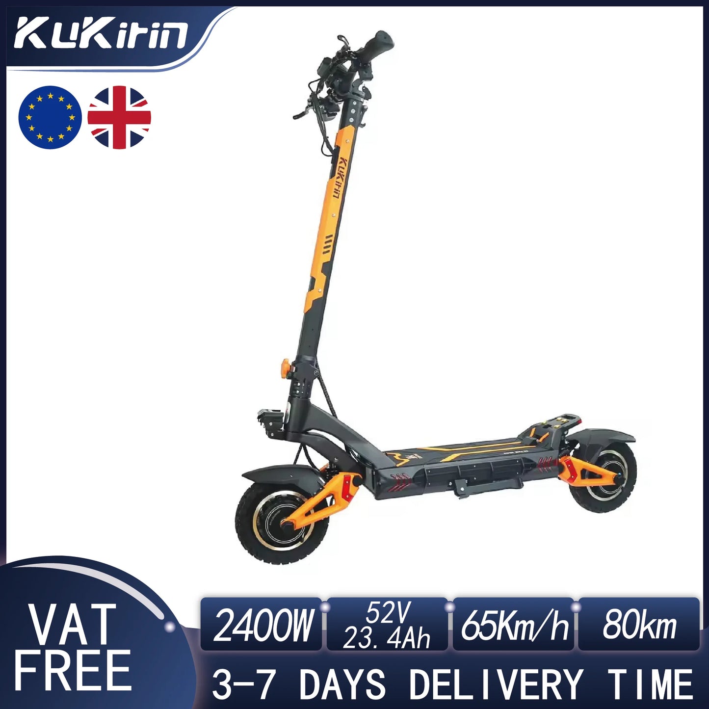 KuKirin G3 Pro Electric Scooter 1200W*2 Dual Motor 52V 23.2Ah Battery 80KM Range 65Km/h Max Speed E-scooter 10 Inch Tires.