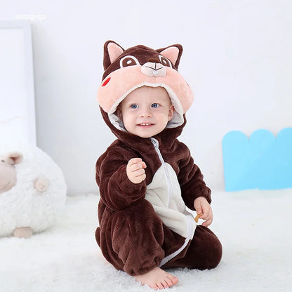 Husky Stram pler Baby Boy Girl Pyjama Neugeborene Bebe Kleidung niedlichen Body suits Flanell warmes einteiliges Winter Halloween Tier Outfit.