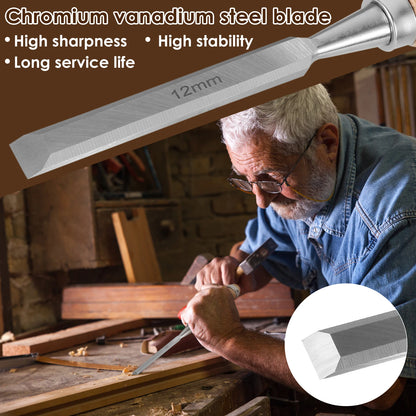 4-teiliges Holzmeißel-Set, scharfe Chrom-Vanadium-Stahl-Holzschnitzmeißel mit Griffen aus Buche, ergonomische Holzschnitzwerkzeuge