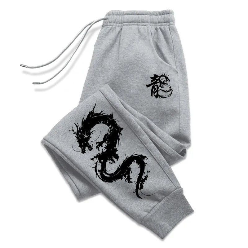 Men's Casual Sport Jogger Pants High Quality Home Outdoor Comfortable Soft Trousers Super Cool Chinese Dragon Printed Sweatpants.