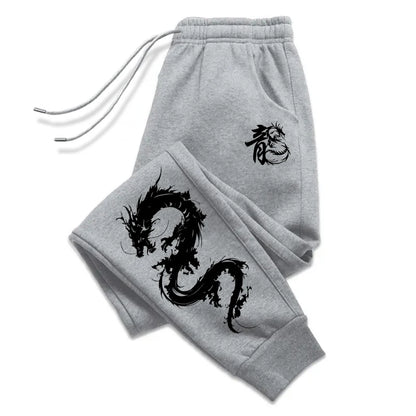 Men's Casual Sport Jogger Pants High Quality Home Outdoor Comfortable Soft Trousers Super Cool Chinese Dragon Printed Sweatpants.