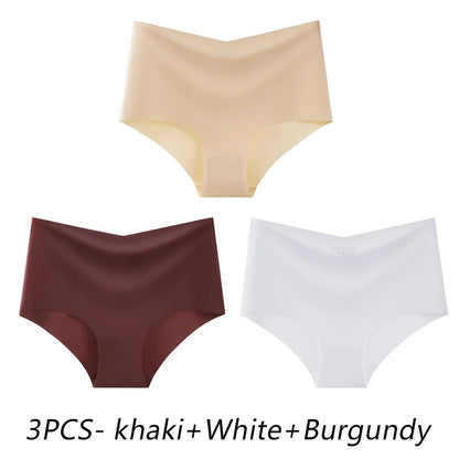 3PCS SET High Waist Panties Ice Silk Seamless Panty for Women Plus Size Sexy Comfortable Breathable Underwear S-3XL
