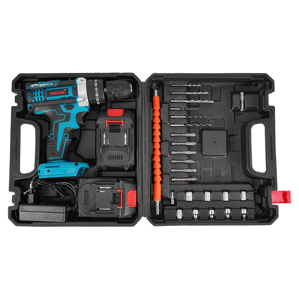 ONEVAN Elektrischer Schlagbohrschrauber, 25 + 3 Drehmoment, multifunktional, 2 Gänge, Akku-Bohrhammer, Elektrowerkzeug für Makita 18 V Akku-Stift