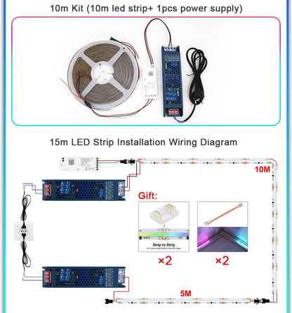 1-25M RGB Addressable COB LED Strip Light 24V WS2811 Pixel LED Strip Tuya WiFi RGBIC LED Ribbon Light Kit For TV Room decoration.