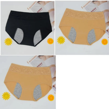 3 Pcs Women's Cotton Briefs Menstruation Underwear Leak Proof Sanitary  With Menstrual Bamboo Fancy Low Waist Slimming Panties