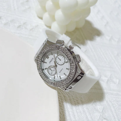 Fashion Women Watches Luxurious Brand Casual Diamond Female Rubber Quartz Wristwatches Simple Sport Clock Relogio Feminino.
