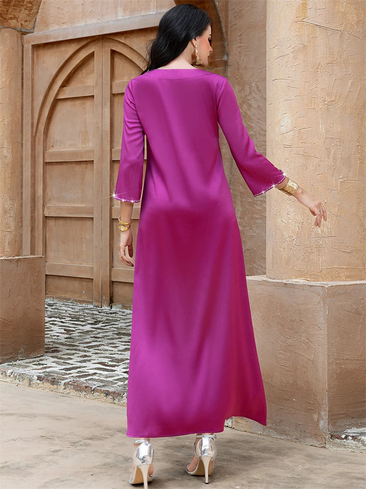Ramadan Purple Abaya Damen Dubai Arabic Islam Prayer Clothes Muslim African Dresses For Women Kebaya Kaftan Robe Musulmane Femme.