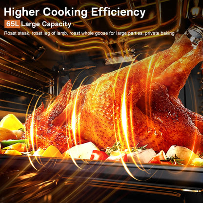 Karinear Electric Oven 65L Oven Built in Oven with accessories, Knob Control wtih 4 Functions 2200W Plug and Play 220V 60cm Wide.