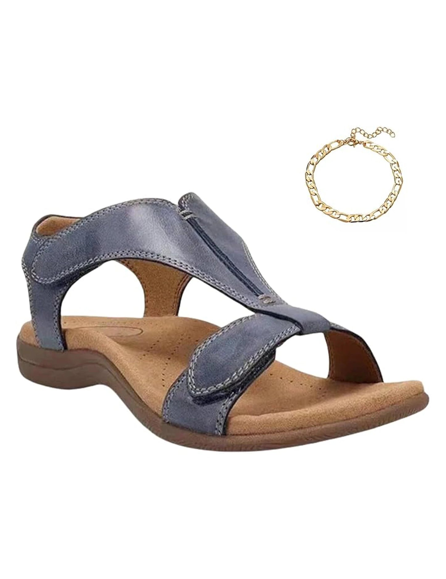 Women Arch Support Sandals Open Toe Sandals Hook and Loop Fastener Flat Sport Sandals Casual Walking Sandals for Party Vacation.