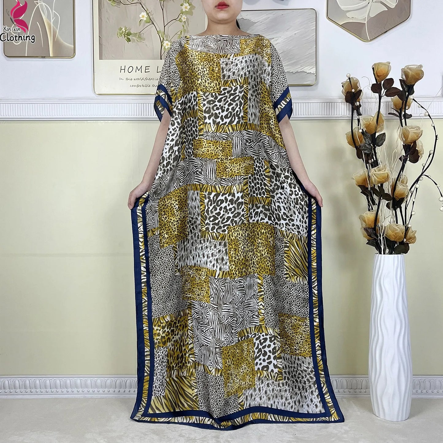 2025 New Beach Party Dress Soft Silk Fabric Loose Short Sleeve Dubai Women Vacation Dress African Abaya Islam Lady Casual Dress.