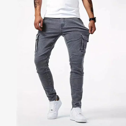 Neue Jeans Herren Seitentasche Skinny Jeans Schlank Einfarbig Hohe Taille Denim Bleistift Hosen Sommer.