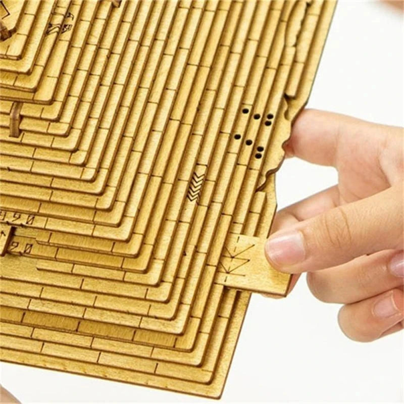 Unique Gifts Wooden Pyramid Puzzle Box With Hidden Compartment Brain Teaser For Adults Kids IQ Challenge Mind Games.