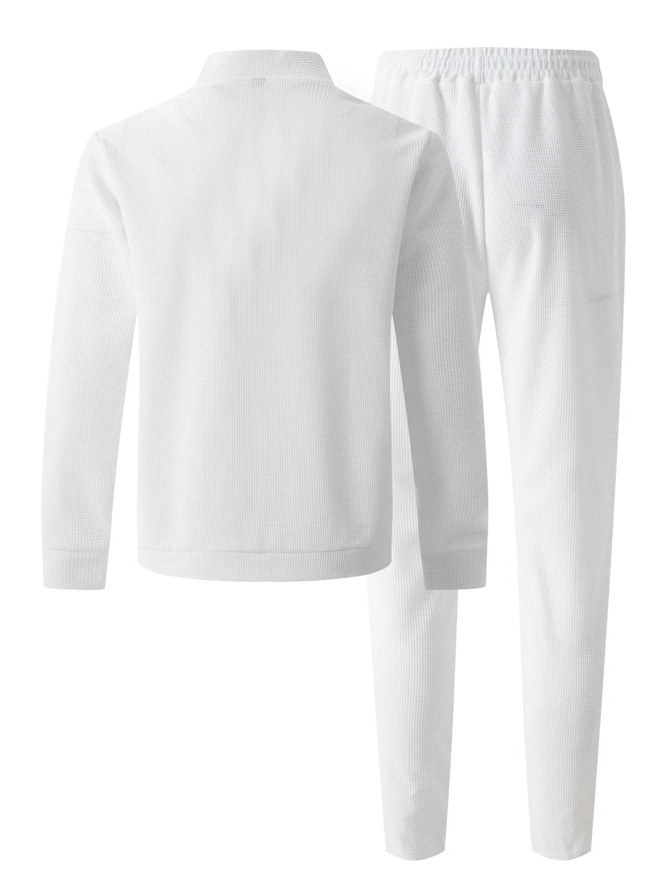 2025 new spring and autumn men stand collar solid color baseball casual Waffle full pants two men's suit men's wear.