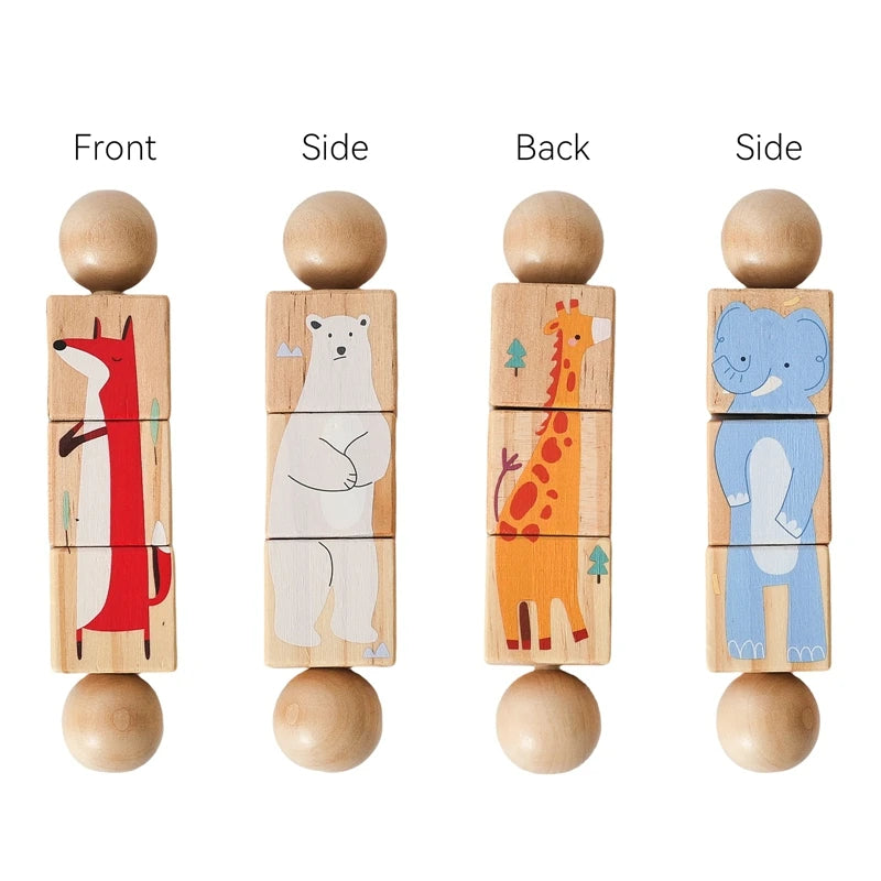Baby Wooden Rotating Jigsaw Puzzle Hand bell Toy Baby Mobile Musical Rattle Toy Montessori Puzzle Game For Babies Newbaby Gift.