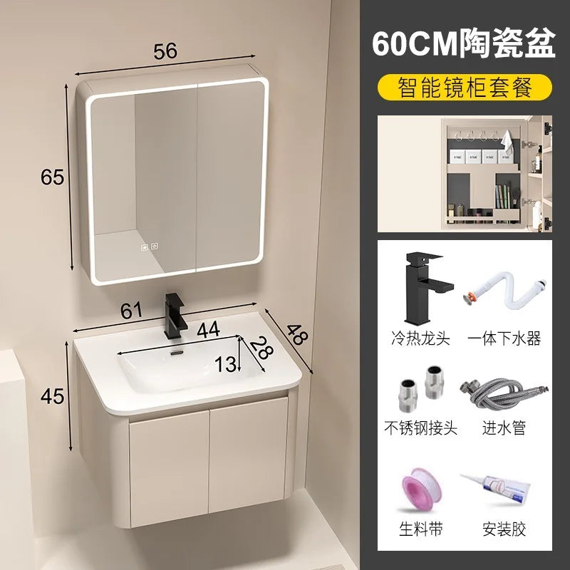 Moderner intelligenter Badezimmerschrank, Wabenstruktur, Aluminium, WC, Waschbecken, Schrank, Kombination, integriertes Keramikwaschbecken, Waschtisch
