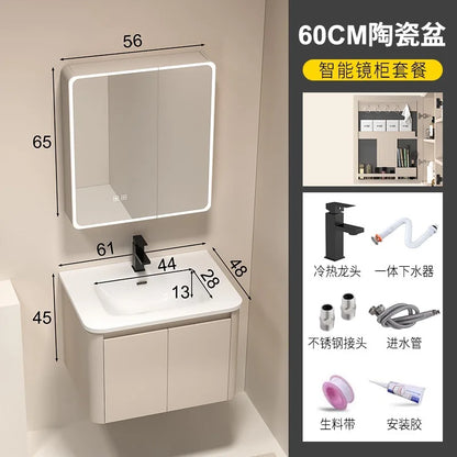 Moderner intelligenter Badezimmerschrank, Wabenstruktur, Aluminium, WC, Waschbecken, Schrank, Kombination, integriertes Keramikwaschbecken, Waschtisch