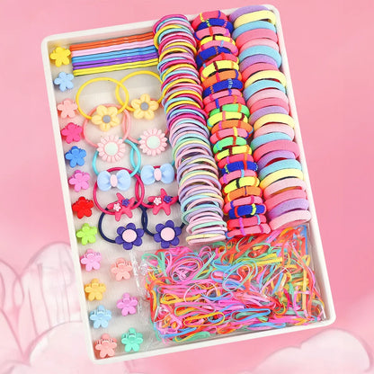 780/940Pcs Colorful Hair Bands Set Nylon Ealstic Hair Ties Ponytail Hold Scrunchie Rubber Band Kid Baby Girls Hair Accessories.