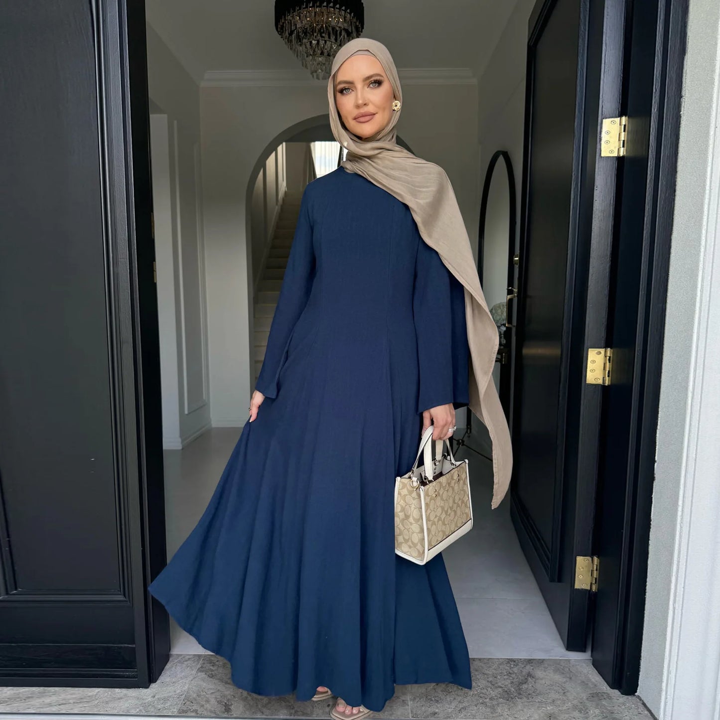 2025 Summer Arabic Muslim Women Modest Dress Eid Dubai Plain Abaya Islam Party Outfit Elegant Holiday Dresses Turkey Kaftan Robe