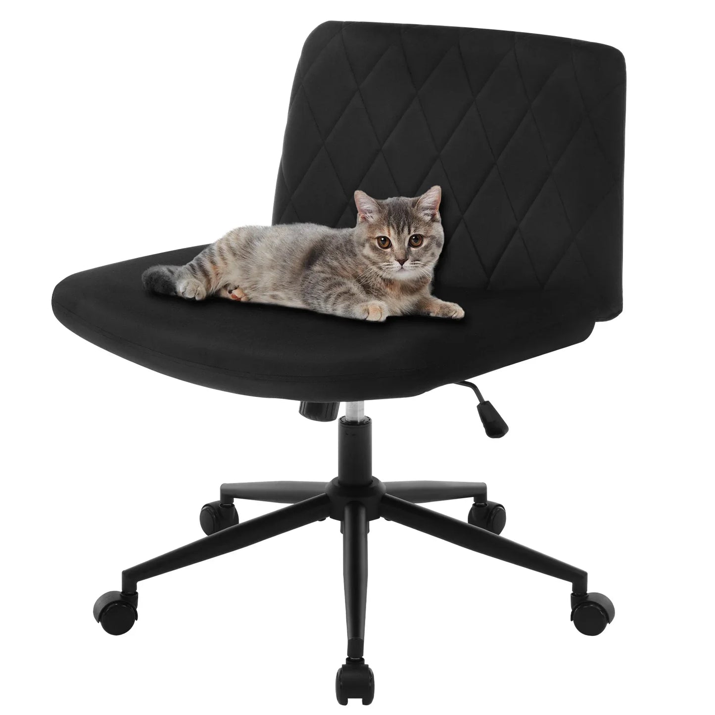 WOLTU Ergonomischer Bürostuhl aus Samt, drehbarer Rollenstuhl, Rückenlehne, gekreuzte Beine, neigbarer, höhenverstellbarer Schminkstuhl