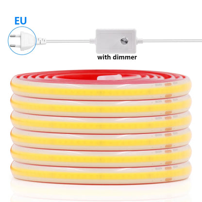 COB LED Streifen Licht Dimmer Schalter EU UK Power Kit 220V 230V 3000K 4000K 6000K 288LED Helle Flex Band Wasserdichte Lineare Beleuchtung