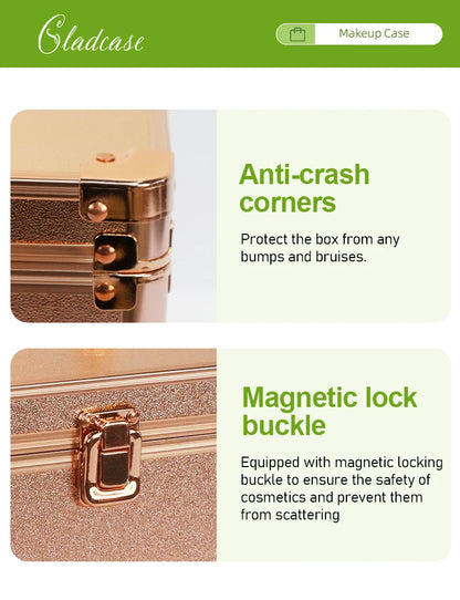 Large Capacity Makeup Case with LED Mirror Multiple Size Options Cosmetic Box LED Mirror Makeup Storage Box for Beauty Salons.