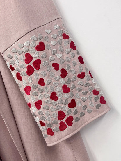 Ramadan islamic clothing kebaya Middle East Muslim women's Abaya solid color cuff love  embroidery  cardigan.