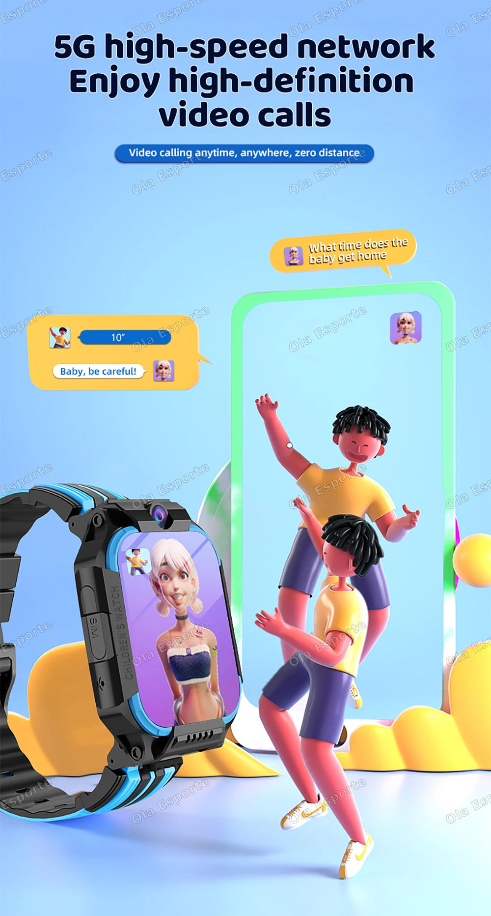 New Kids 5G Smart Watch SOS GPS+BDS/GLONASS Location Phone Call Camera Child Smartwatch 1.83 Inch WIFI Waterproof For Watch Gift.