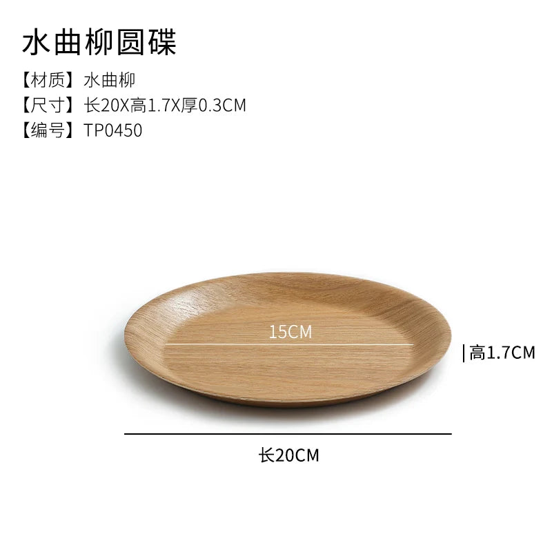 Wooden Dinner Plate Round Dessert Plate Wood Plate Coffee Cake Tray Bakery Bread Display Tray Kitchen Tableware Accessories